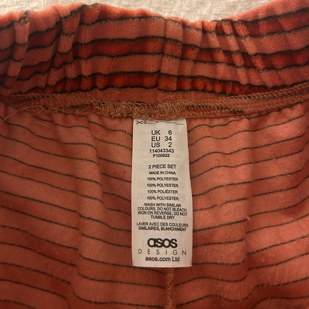 ASOS Coral Pink Striped Sleep Set - Picture 6 of 6